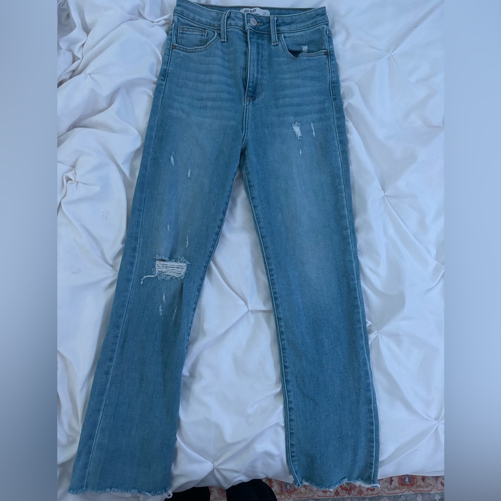Just Black Denim High Waisted Jeans - Straight Leg